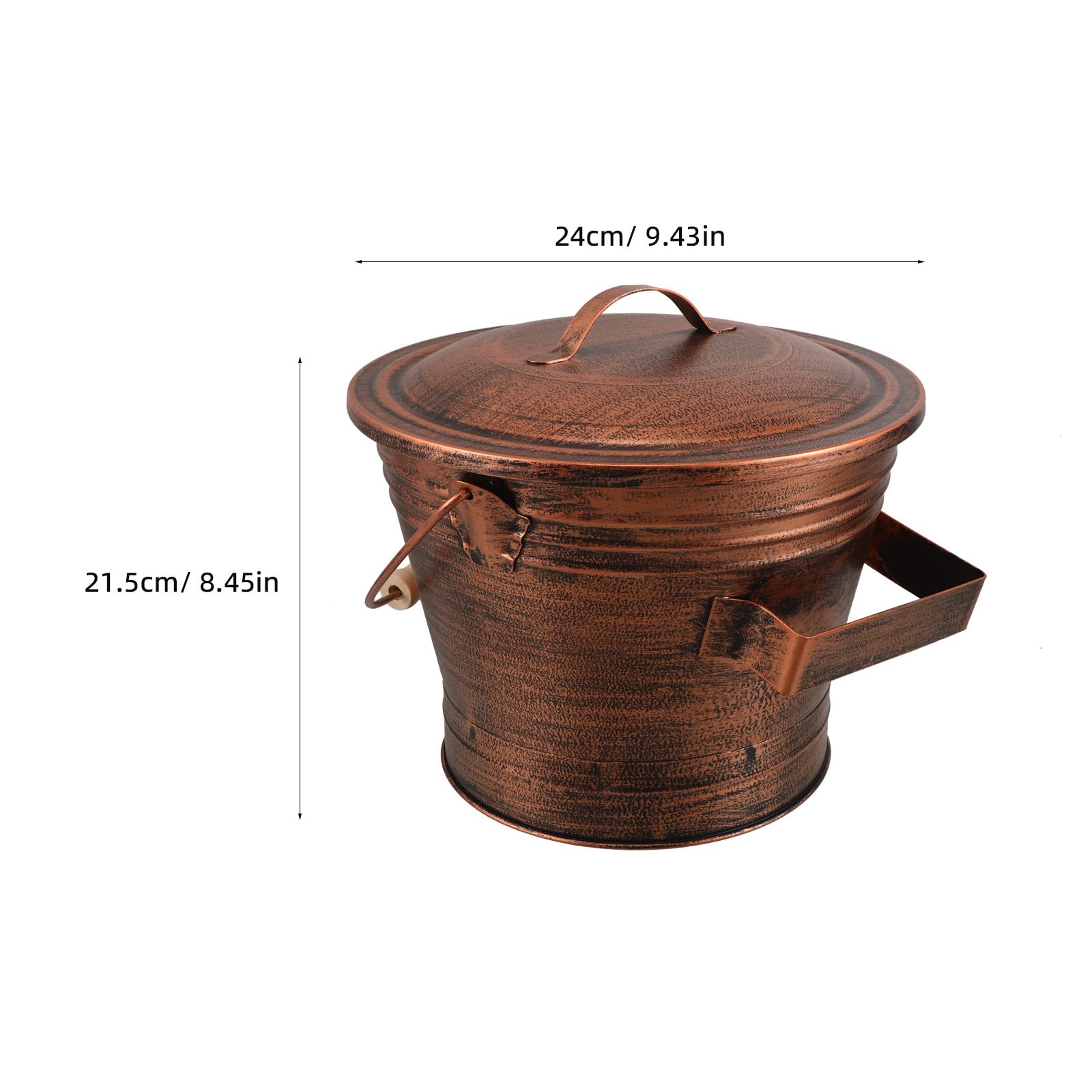 Kamin-Ascheeimer – Metall-Aschebehälter mit Deckel und Holzgriff – Metalleimer für Holzöfen, Holzkohlegrills und Feuerstellen im Freien