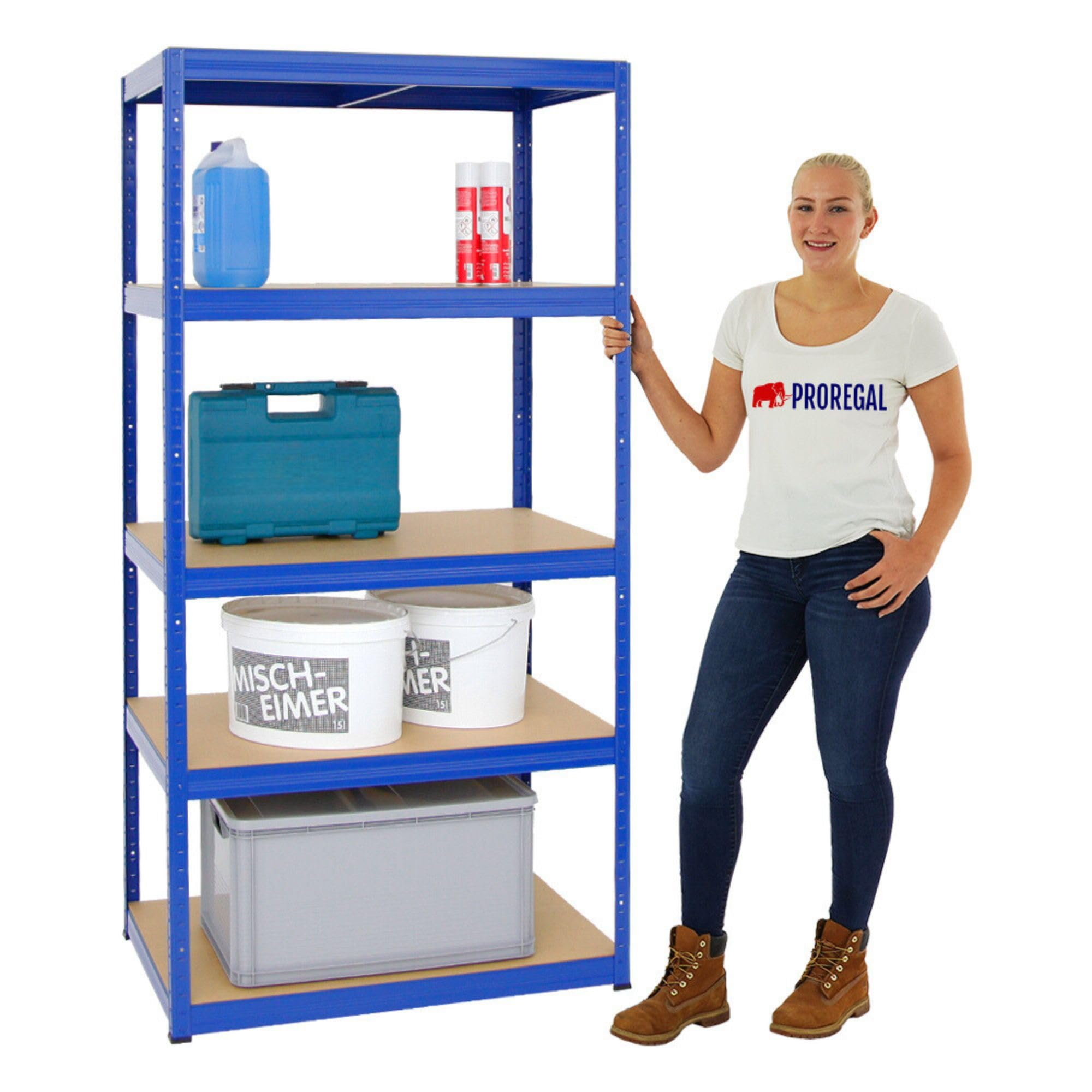 PROREGAL Schwerlastregal Slim Elephant Blau 180x90x60cm Fachlast 350kg Kellerregal, Steckregal, Garagenregal, Lagerregal