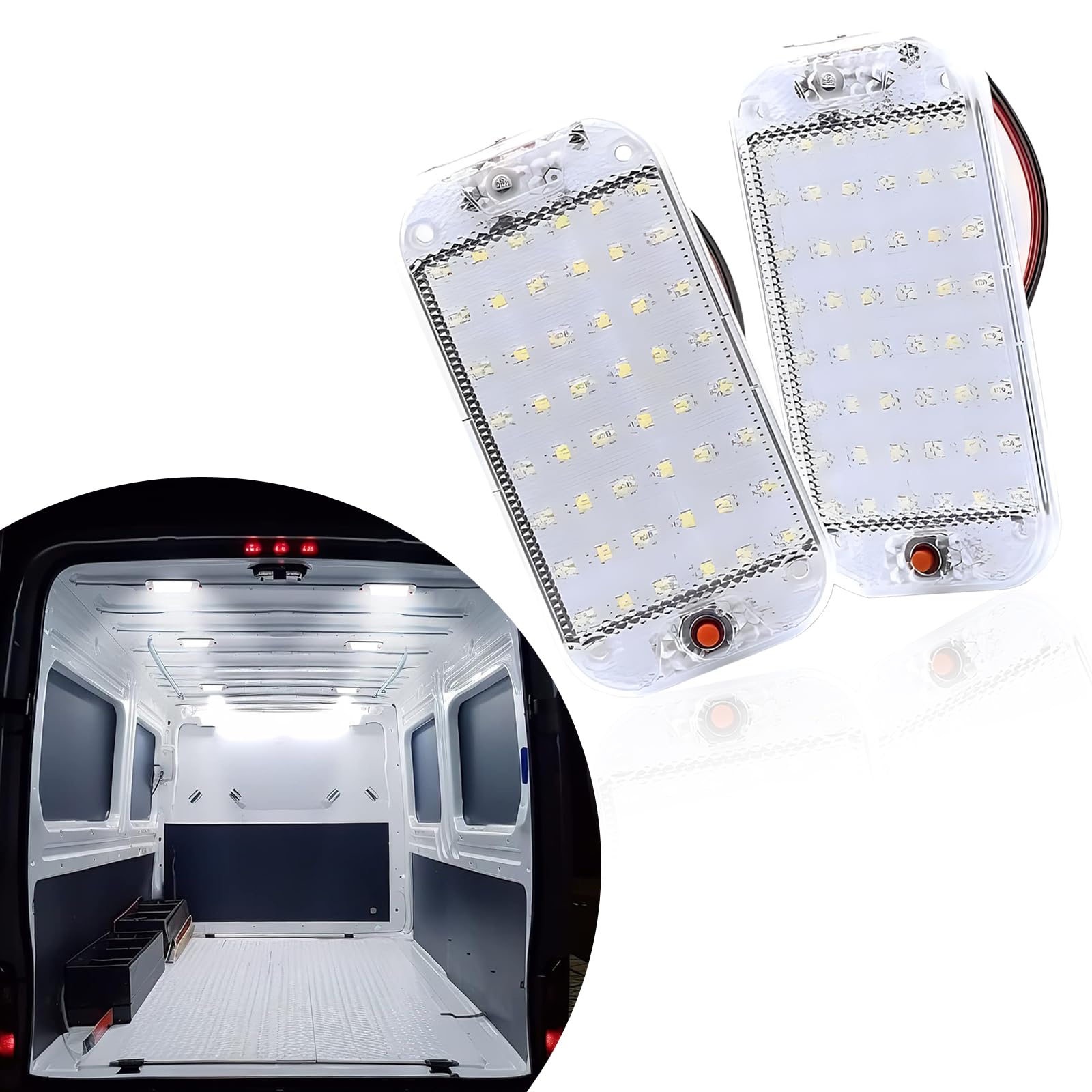 Pack-2 Car LED Roof Reading Light, 5.9" x 2.9" x 0.3" 0.5A 10W High Brightness Energy-saving Bulb, Waterproof PC Board Anti-glare Trunk Lighting Bulb, Universal for Cars Trucks (White)