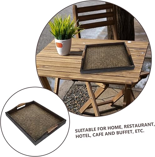 Miniatura 7 de Mobestech Bandeja de ratán tailandés Bandeja de pan Bandeja de desayuno Palet de madera Plato de joyería Plato de mesa de café Bandejas de mayordomo
