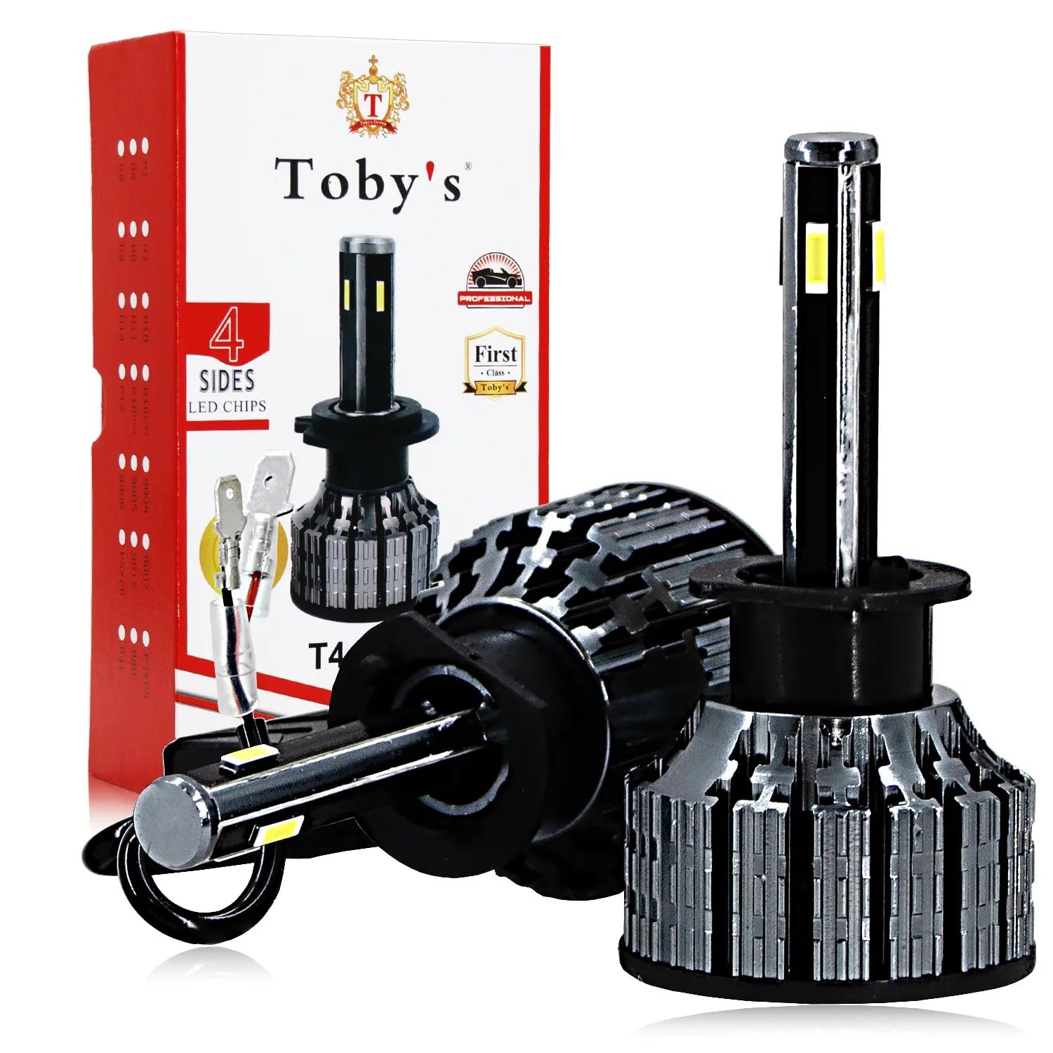 Tobys T4 MAX H1 LED Headlight Bulbs 6500K Super Bright LED Bulb High Low Beam Halogen Replacement LED Headlights Conversion Kit, 2 Pack
