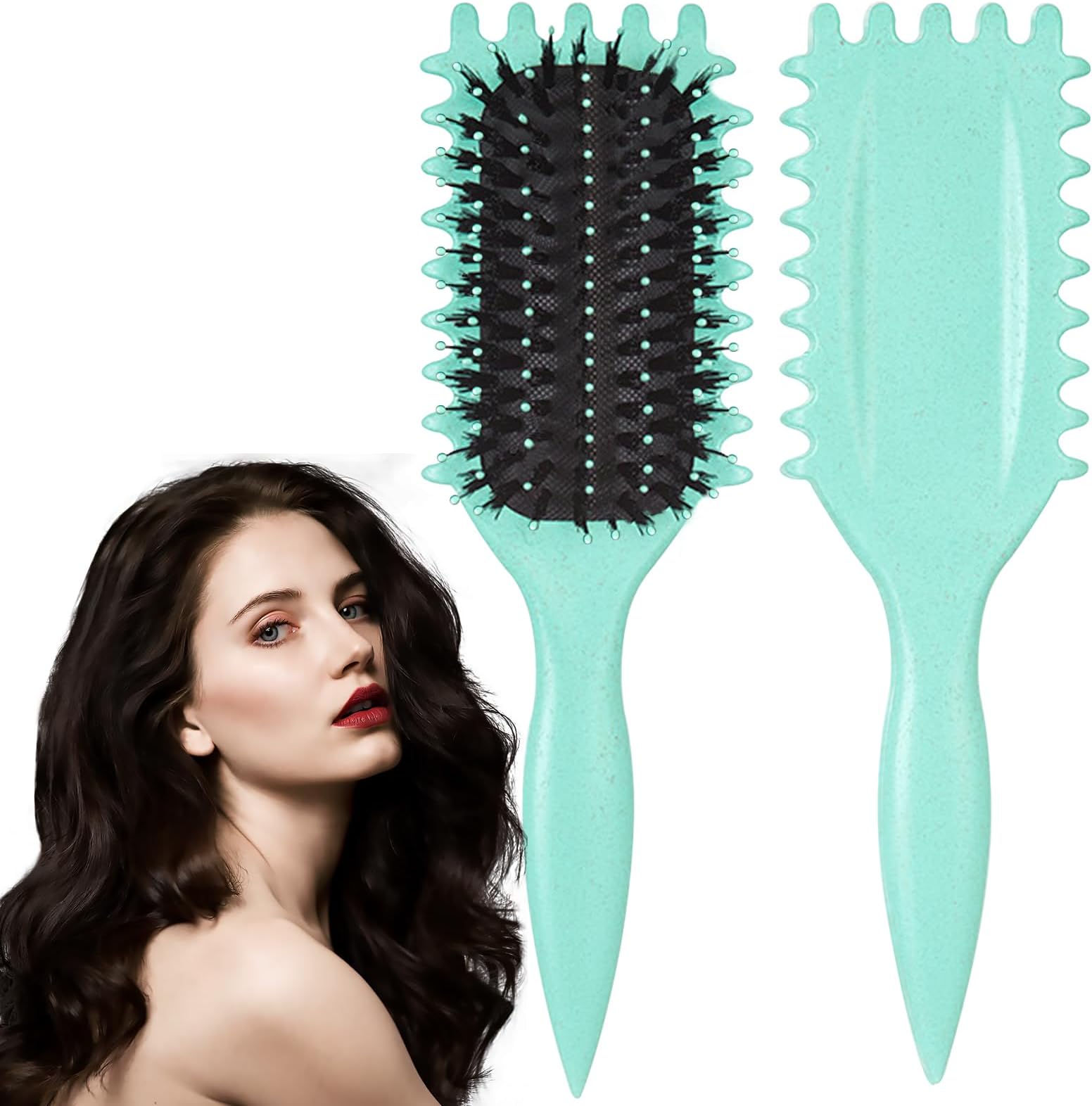1 PCS Curl Defining Brush, for Combing and Shaping Men's and Women's Curls to Reduce Pulling (Green)