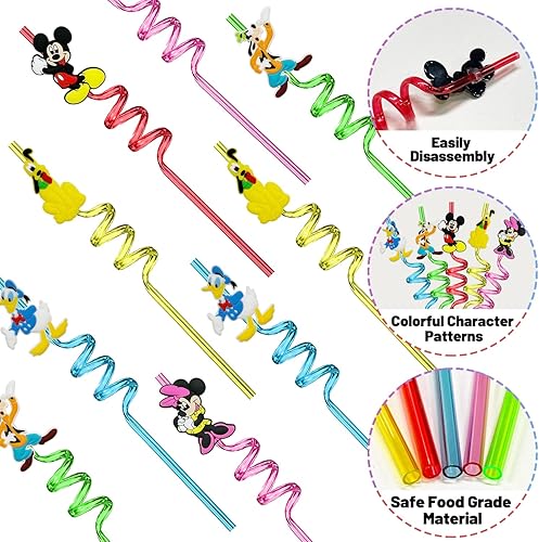 Miniatura 4 de 25 popotes de ratón, suministros de fiesta de ratón, regalos con 2 cepillos de limpieza, pajitas reutilizables de plástico, suministros de fiesta de