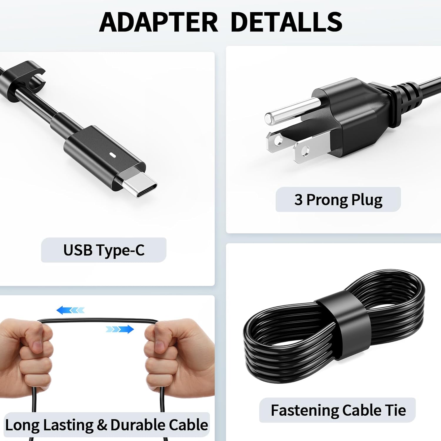 65W USB-C Laptop Charger, Power Adapter Compatible with Dell Latitude 5400 5410 5420 5430 5440 5450 3340 3440 3540 5340 5540 7340 7440 7640 9440 2in1, XPS Series, Replacement for HA65NM190
