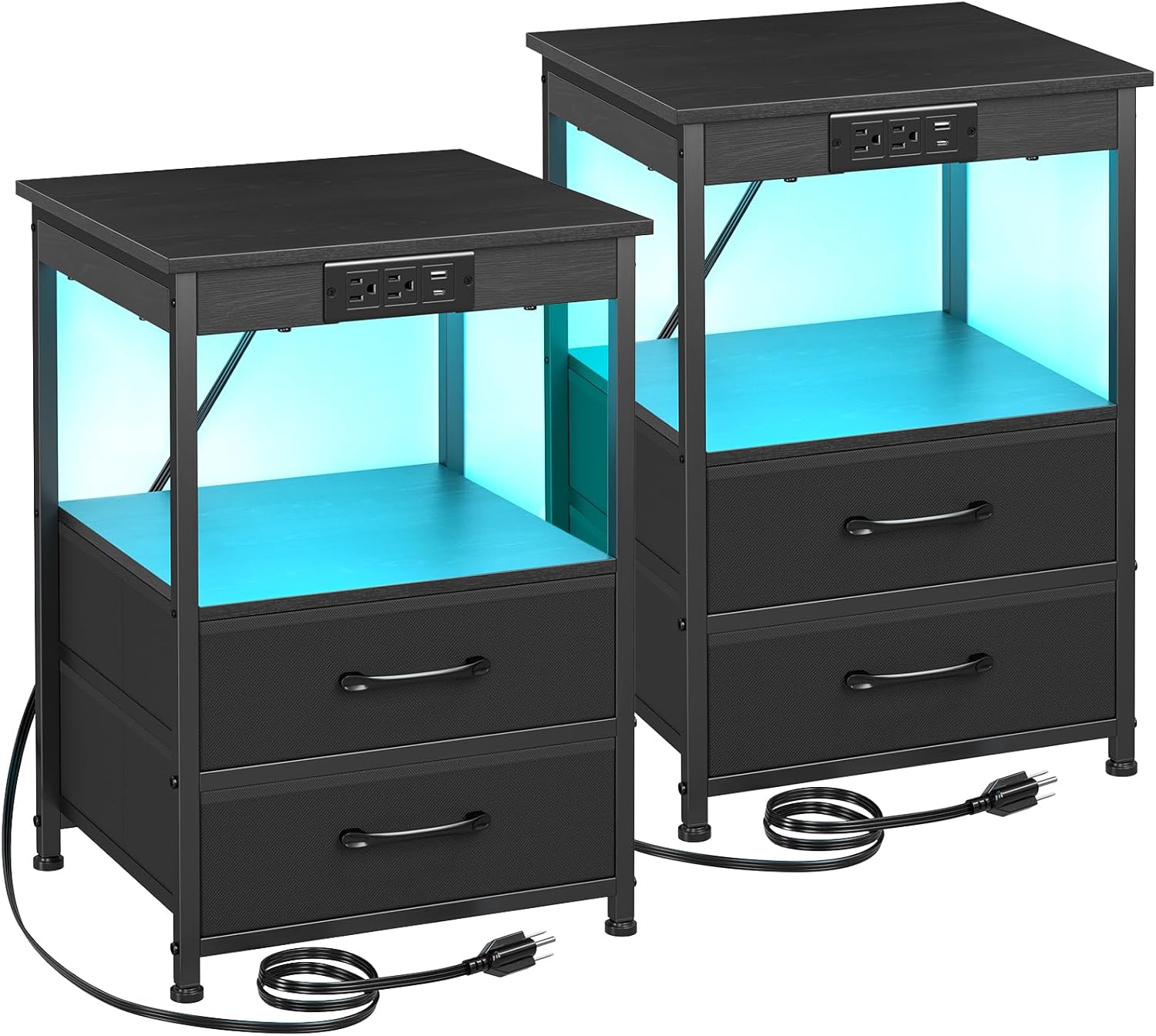 LOAKEKEL Nightstands Set of 2, Night Stand with Wide