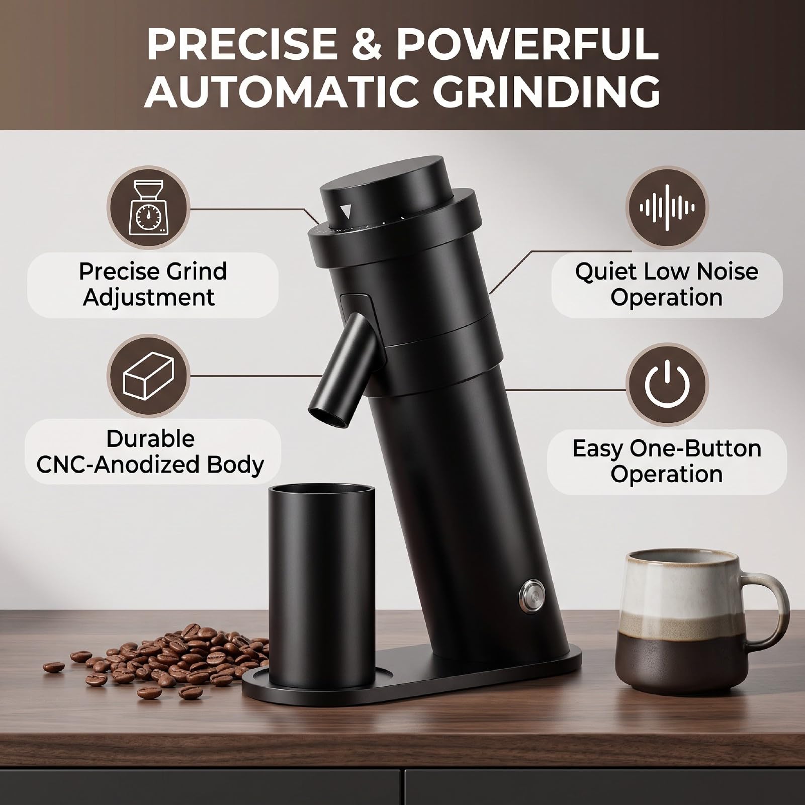 Naroote Molino de café Eléctrico con Tamaño de Molienda Ajustable (EU