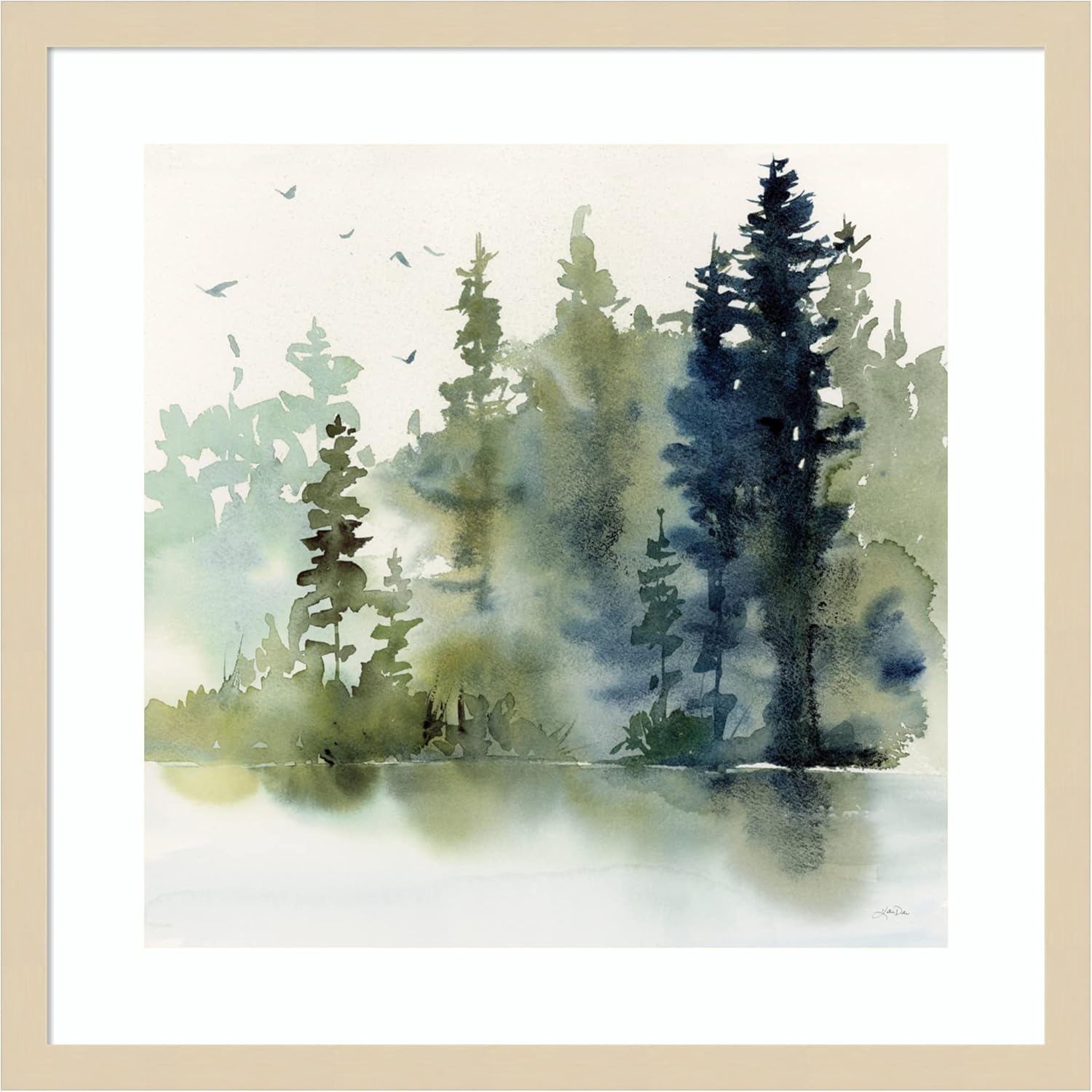Amanti Art Framed Wall Art Print 21x21 Northern Woods by Katrina Pete, Landscapes Wall Art, Modern Contemporary Decor, Medium Poster Painting Artwork for Living Room, Bedroom, Bathroom, Kitchen,