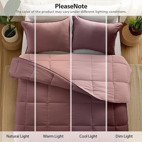 Miniatura 8 de KASENTEX Juego de edredón tamaño California King con 2 fundas de almohada, relleno de edredón alternativo al plumón con lazos en las esquinas,