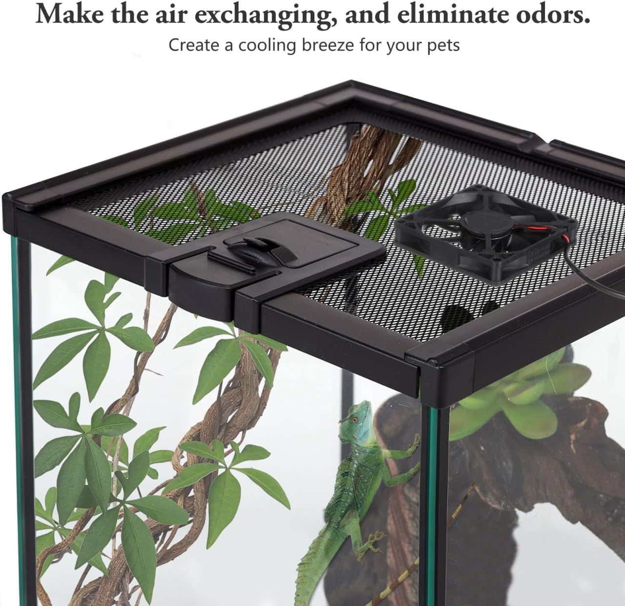 ULTECHNOVO Usb Exhaust Fan for Ecological Rainforest Landscape Tank Adjustable Timing Extractor Fan with Low Noise Ultra-Thin Ventilation for Aquarium Plant Growth 3.14X3.14X0.59 Inch