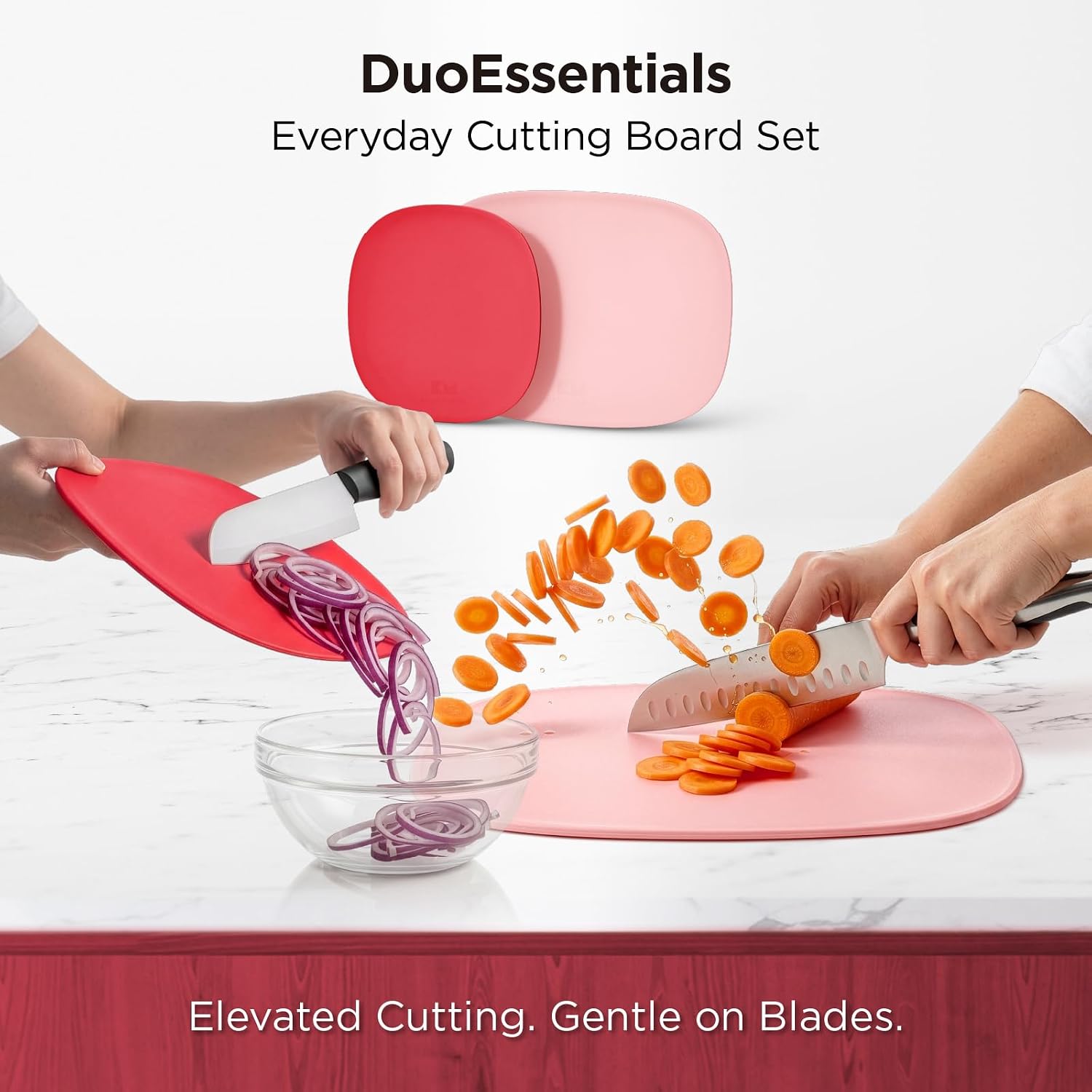 Kitchen Mama DuoEssentials TPU Cutting Board Set, 2 Sizes, Red