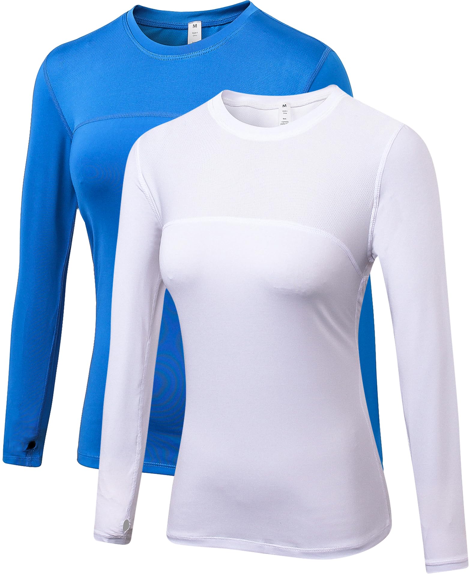 Women's Sun Protection Compression Shirts UPF 50+ Long Sleeve Workout T-Shirts Rash Guard Athletic Tops
