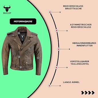 BULLDT Brando Motorcycle Jacket Rocker Jacket Chopper Leather Jacket Retro Vintage