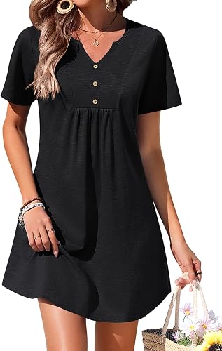 Ekouaer Women's Swimsuit Coverup Short Sleeve Bathing Suit Cover Up V Neck Beach Cover Up Dress Vacation Outfits 2026