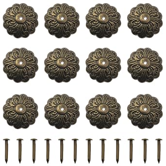 30PCS Zinc Alloy Flower Washers with Pop Nails Securing Round Sofa Decorative Nails for Vintage Wooden Crates Clothing Footwear DIY Production Furniture Hardware Accessories