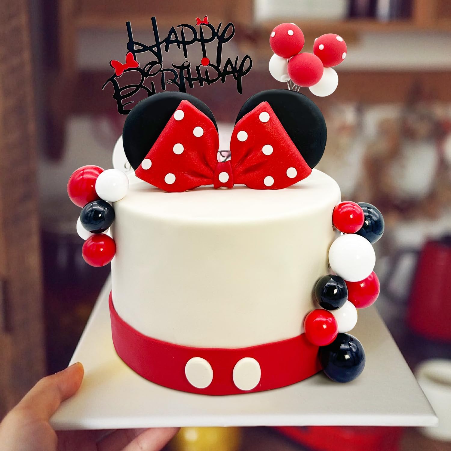 20Pcs Mouse Birthday Cake Topper with Bows and Ears Party Decorations image 2