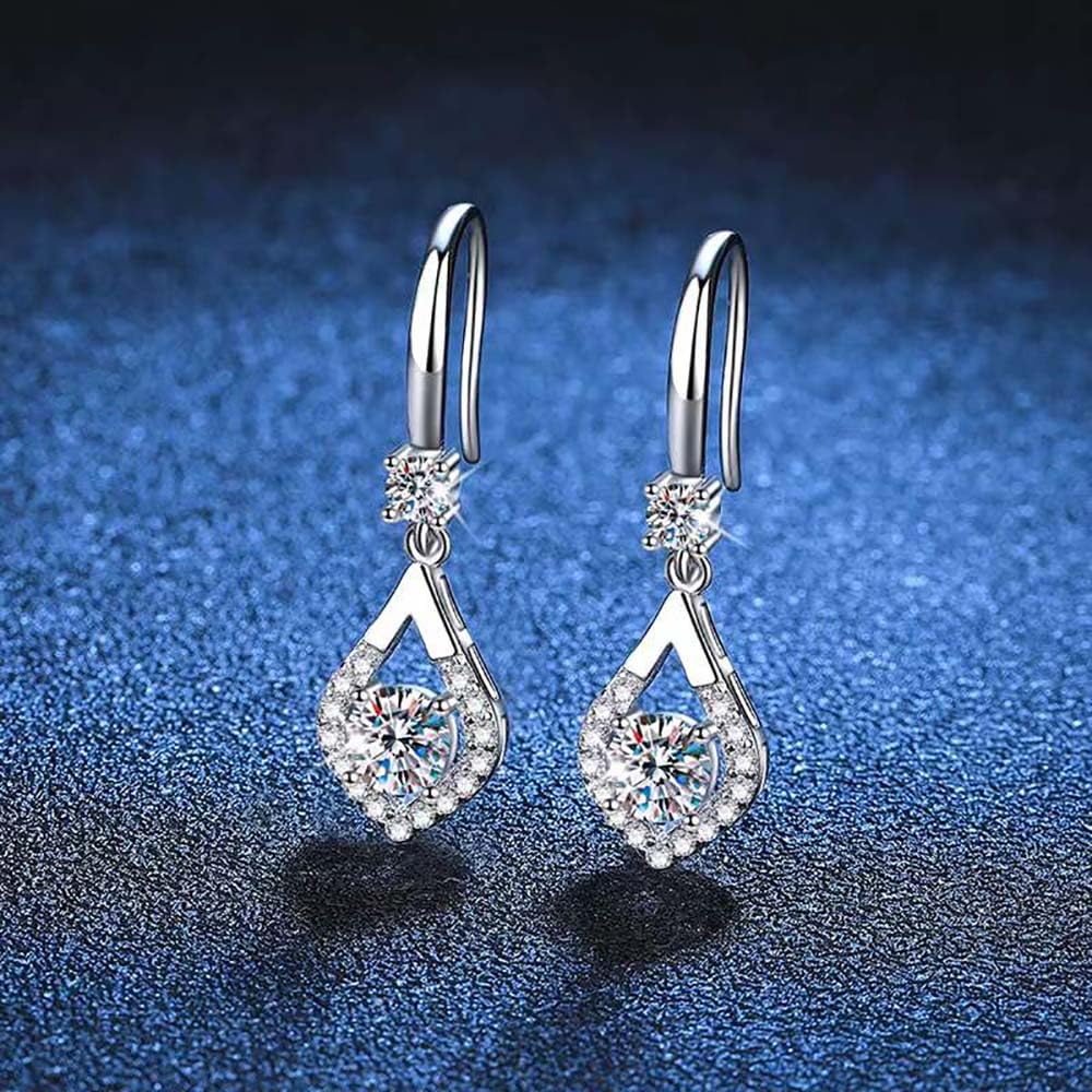 Moissanite Drop Ohrringe Sterling Silber Shining Ohrhaken für Frauen Mama Ihr sie
