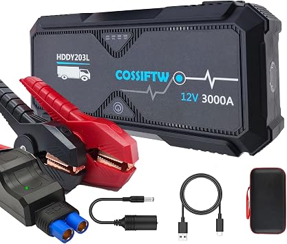 3000A Jump Starter Portable car Battery Booster for 10L gasoline/8L Diesel Engines,12V Power Bank with USB Charging and LED Lights,Suitable for Cars,Trucks,Off-Road Vehicles and Motorcycles