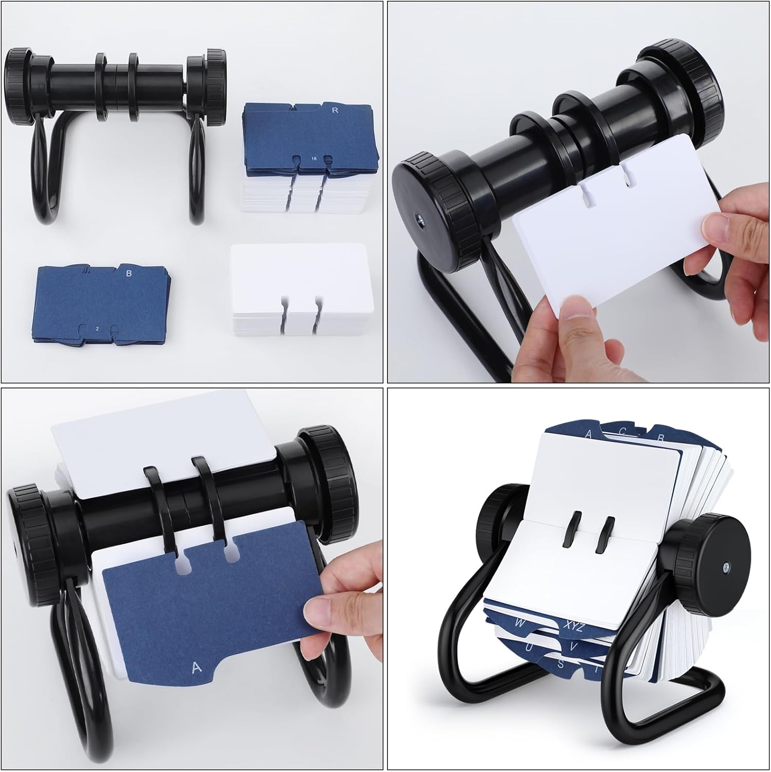 Affrolling 2 Pack Rotary Business Card Holder, Index Card Organizer with 500 Cards, 24 Tab A-Z Index for Storage in Offices desks Meeting Rooms