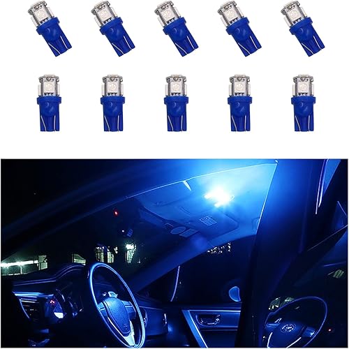 Miniatura 1 de T10 5050 5SMD - Juego de 10 bombillas LED para el interior del automóvil, bombillas LED superbrillantes de repuesto para salpicadero, cúpula, mapa,
