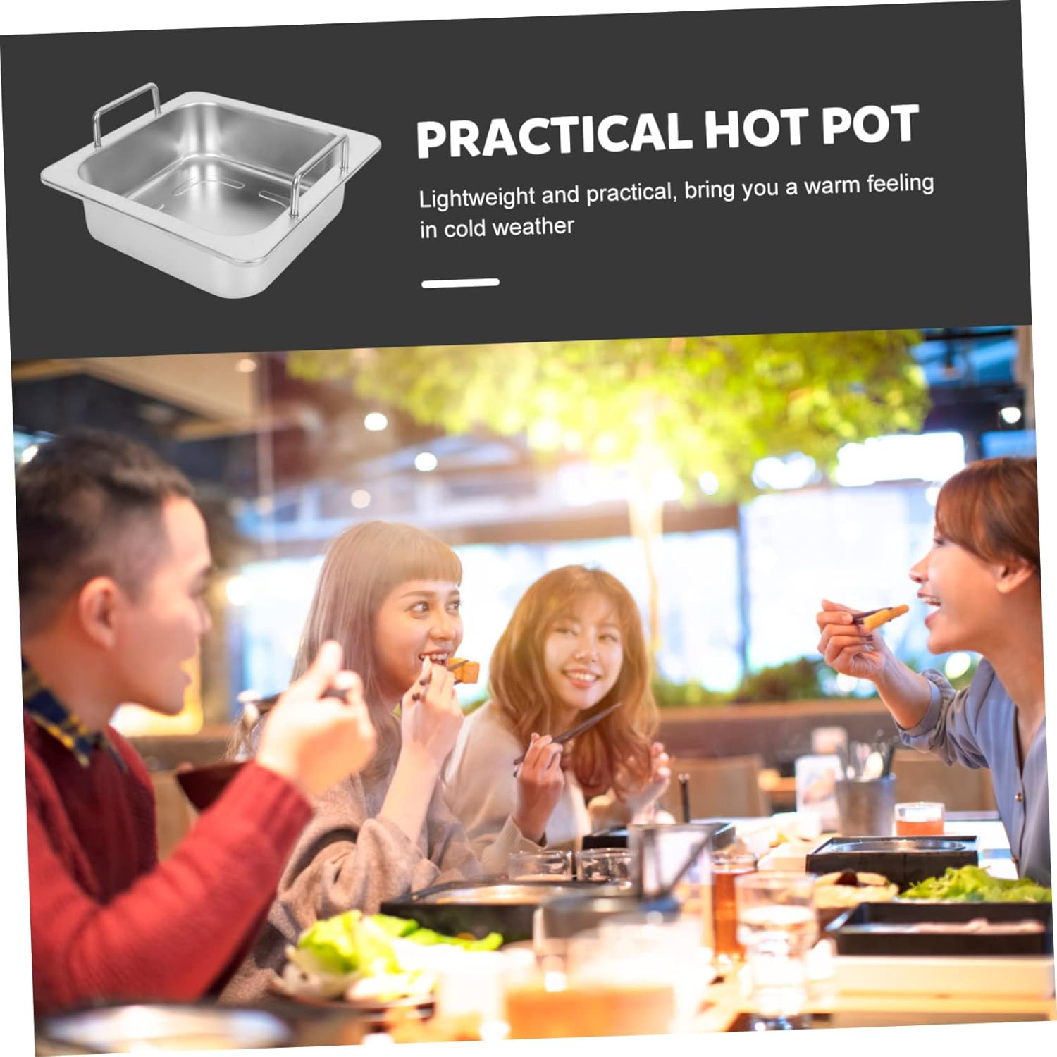 GLEAVI Stainless Steel Hot Pot Double-ear Food Cooking Pot Kitchen Supply Handles