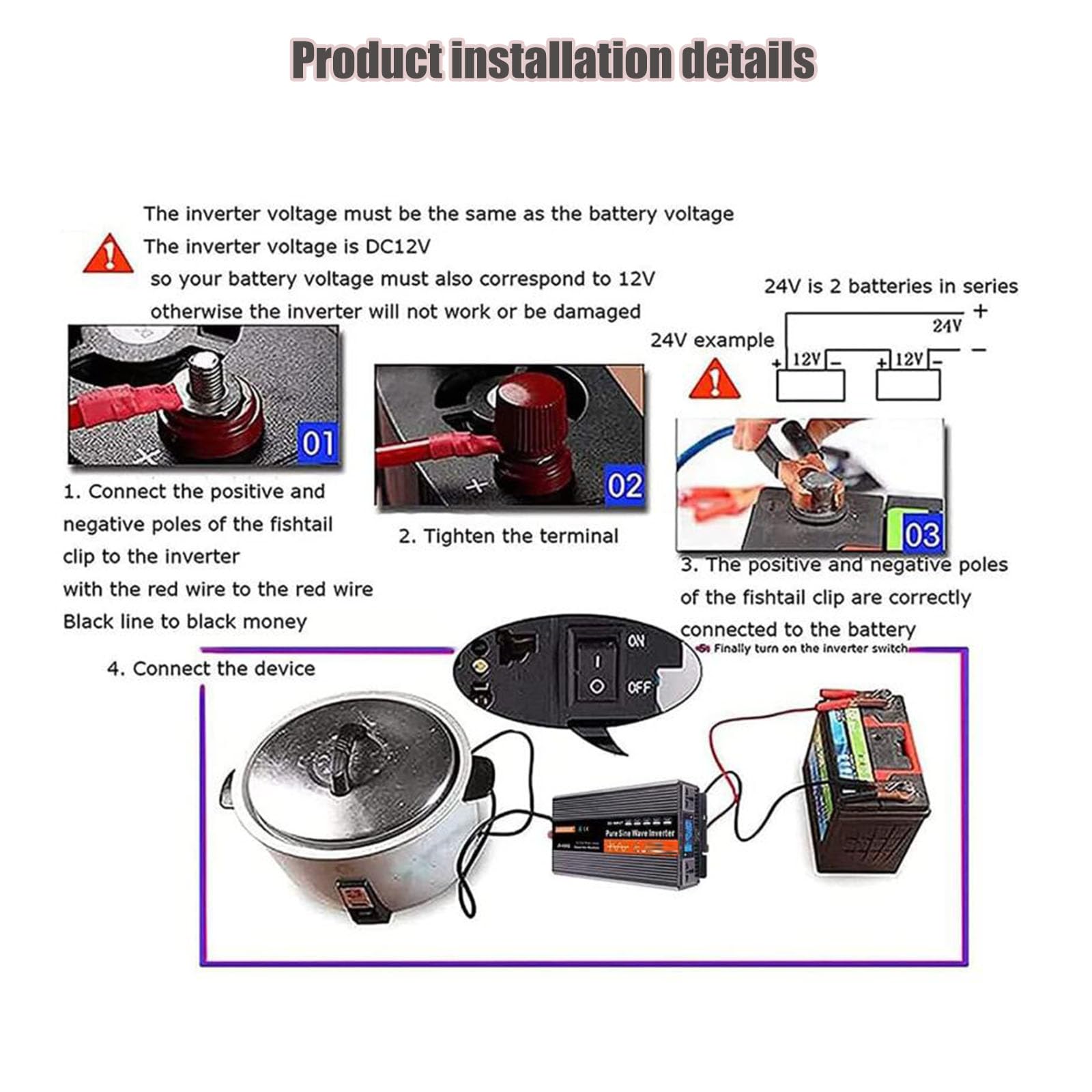 Przetwornica mocy Przetwornice czystej fali sinusoidalnej 1600 W 2200 W 3000 W Przetwornice DC 12 V/24 V/48 V/60 V na AC 110 V 220 V Transformator słoneczny