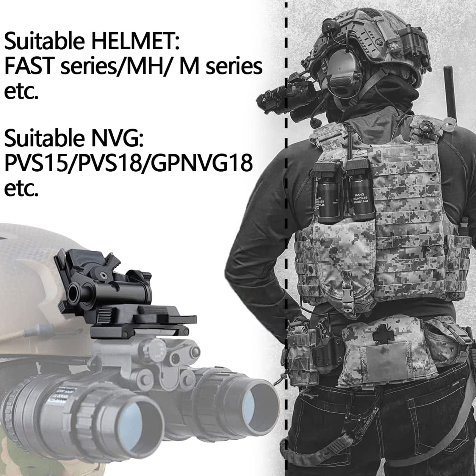 TB-FMA BK/DE Tactical Airsoft Helmet GPNVG 18 Night Vision Goggle NVG