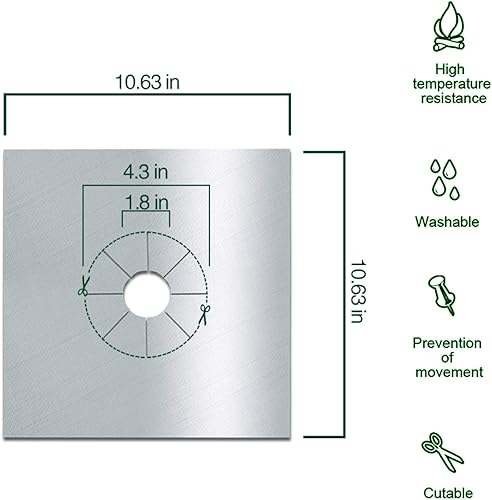 Miniatura 10 de Forsisco Cubiertas para quemadores de estufa para protector superior de estufa, protector de estufa mejorado, cubiertas negras reutilizables para