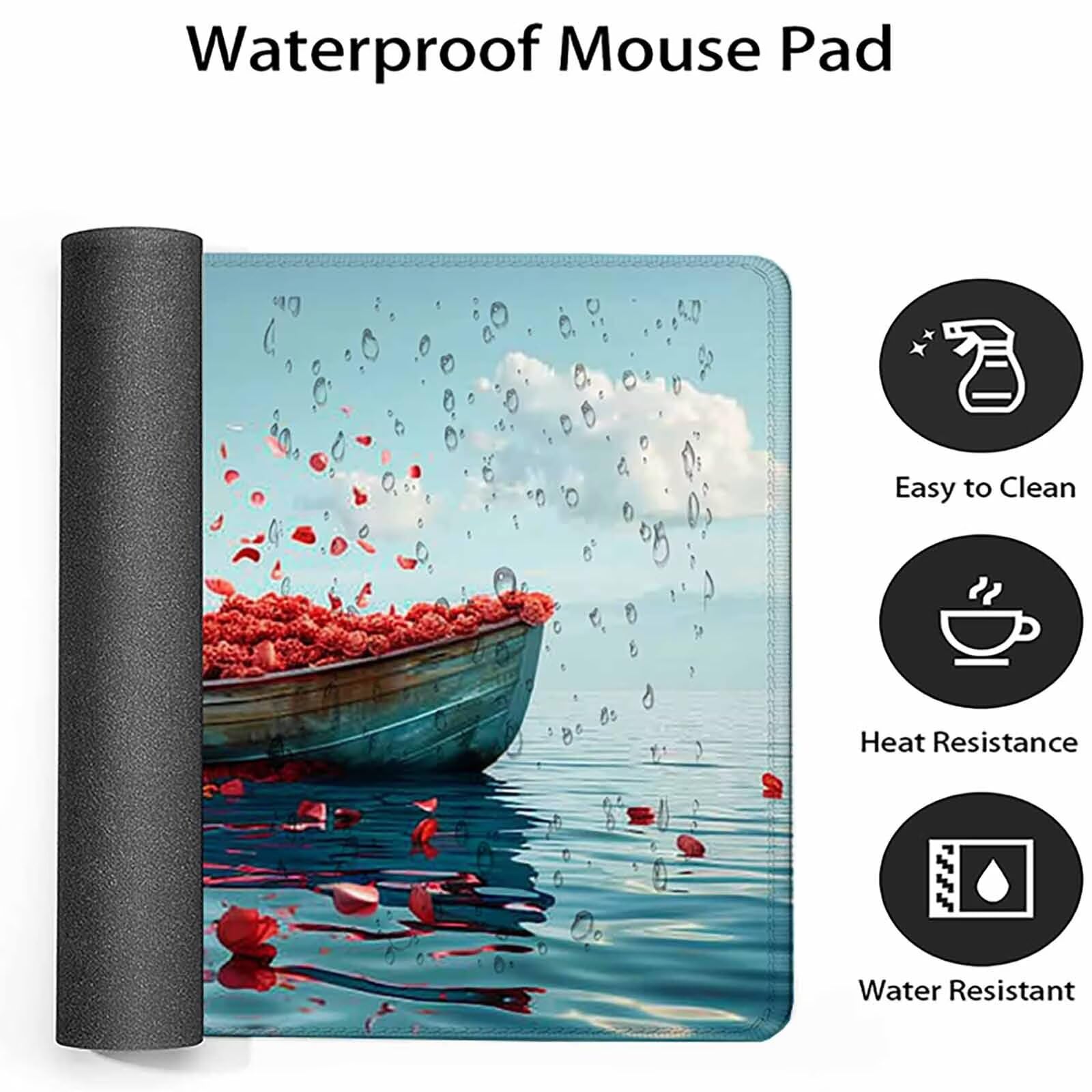 Podkładka pod mysz niebo podkładka pod mysz do gier XXL 1200 x 600 mm, i wodoodporna podkładka pod mysz biała podkładka pod mysz z antypoślizgową gumową podstawą i przeszytymi krawędziami do gier