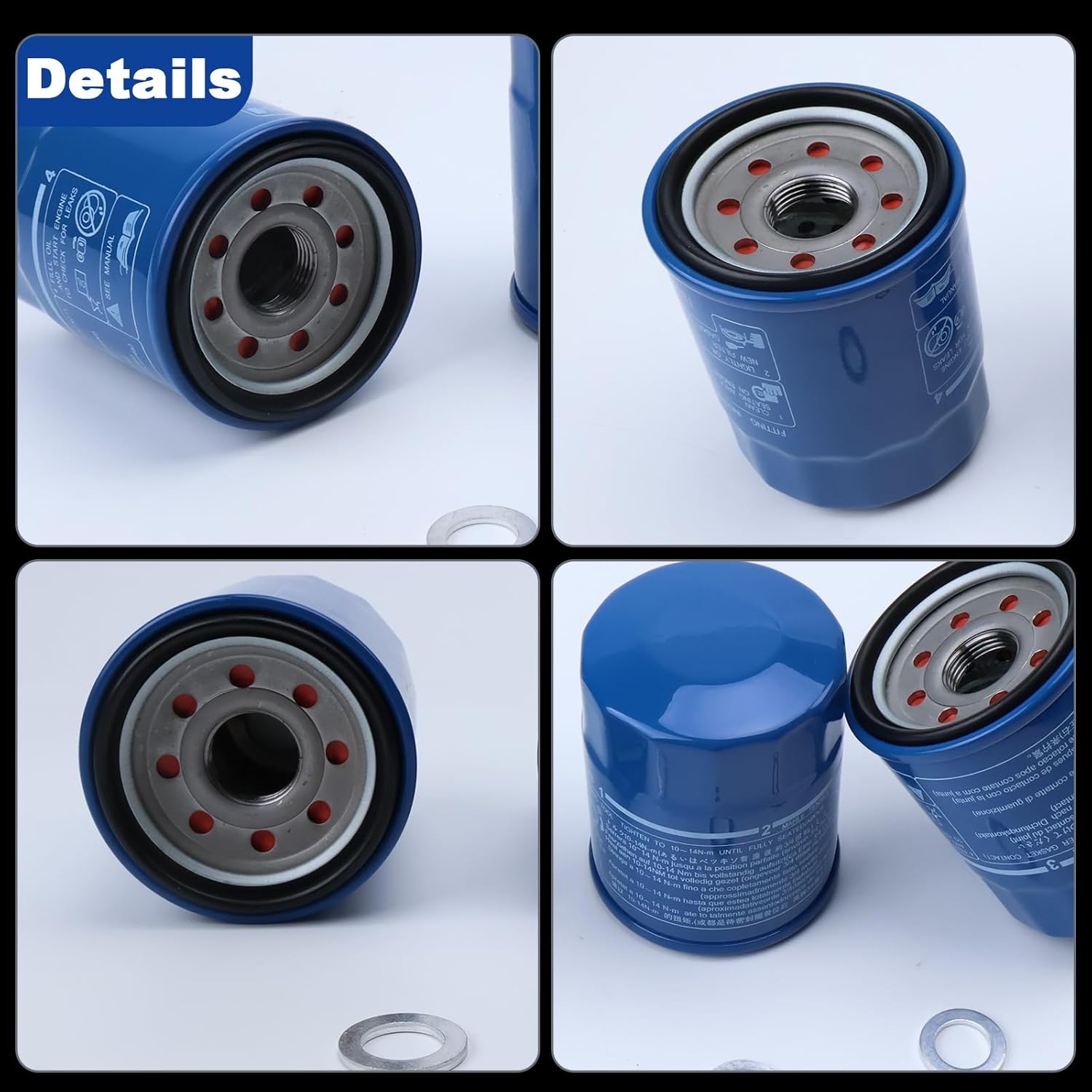 3PCS 15400-PLM-A02 Engine Oil Filter 94109-14000 Washers Kit Fit for Honda Acura-Accord CR-V Civic HR-V Pilot Fit CR-Z, Replaces 15400-PLC-003,15400-PLC-004,15400-PLM-A01,15400-RTA-003,15400-RTA-004