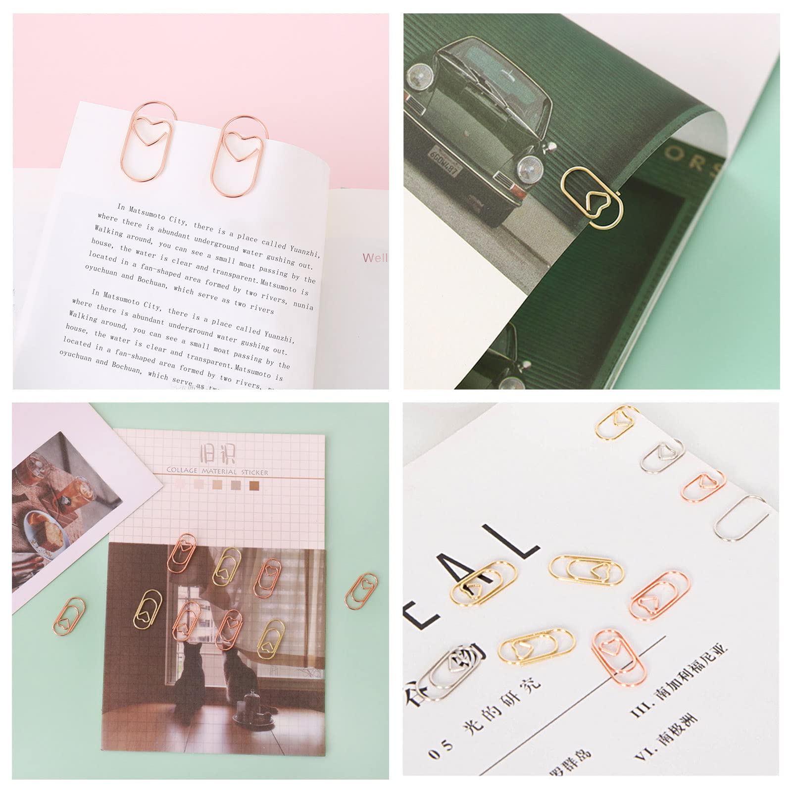 Prasacco Lot De 50 Trombones Pour Bureau, Mini Créatifs Trombones Trombones En Métal Trombones Bureau Trombones En Or Grands Pour Bureau Livre Document Papier Photo Factures, Factures, Vêtements(Or