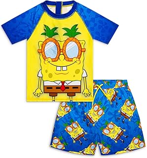 Conjunto de natación para niños, chaleco de erupción de 2 piezas y pantalones cortos, traje de baño para niños con cremallera trasera, ropa de playa para vacaciones, edades de 4