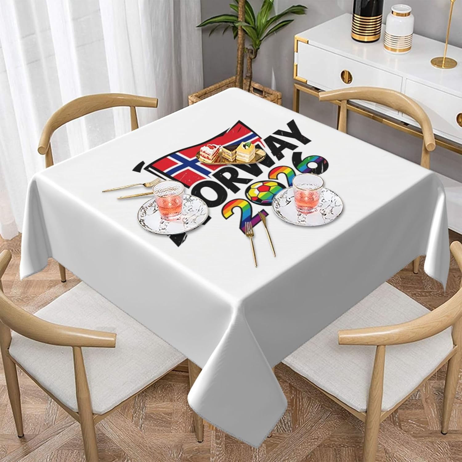 Norway Graphic Football Party Tablecloth, Soccer Cup 2026 Match Table Cover Soccer Fans Table Cloths,Norway Flag TableCover