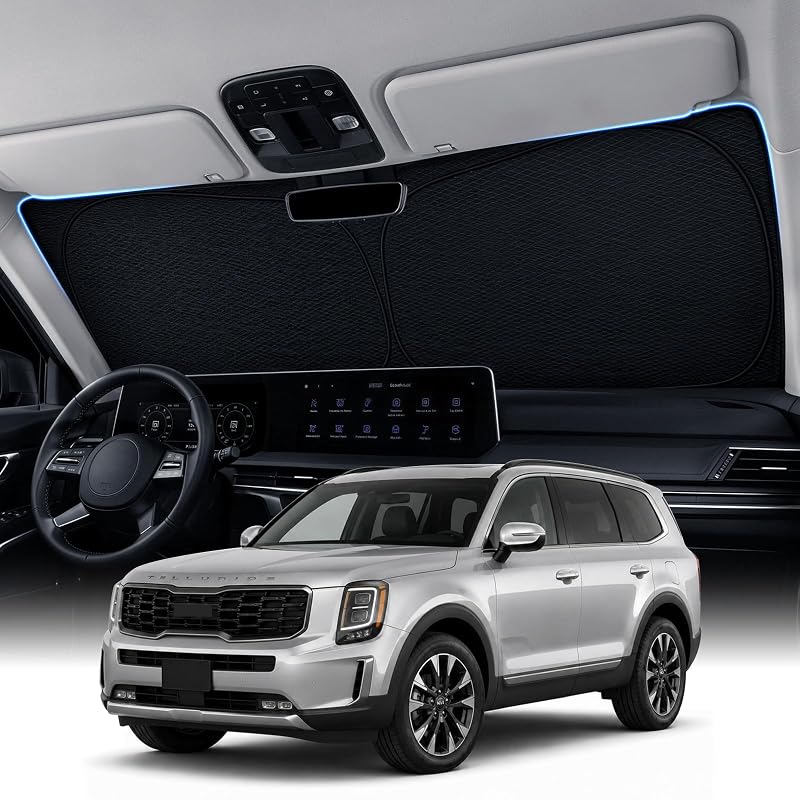 Protetor Solar para Para-brisa Kia Telluride 2020–2025 Zanch com 7 Camadas e Estrutura Dobrável