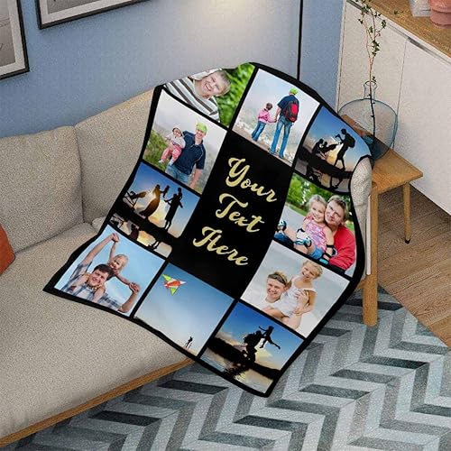 Miniatura 3 de Manta personalizada con collage de fotos para amigos, manta de fotos personalizada para el día del padre, manta de cama personalizada con texto para