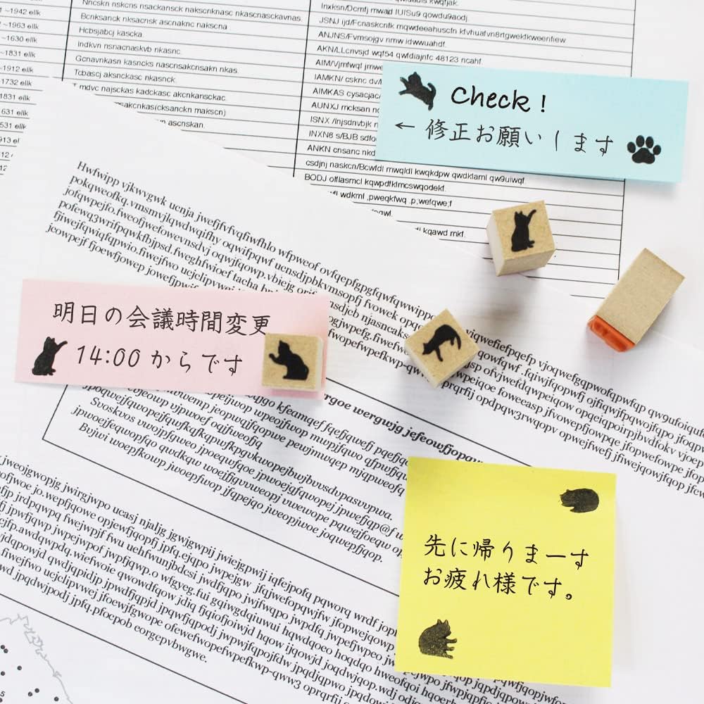 WAKUWAKU 54 Pieces Wood Rubber Stamps Cat Design Set for DIY Crafting, Scrapbook, Painting, Letters Diary, Card Making, Gift Made in Japan Tokyo