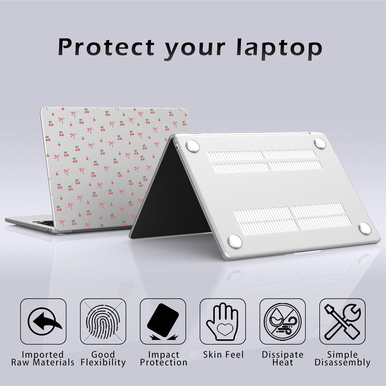 Compatible with MacBook Air 13 inch Case M1 A2337 A2179 A1932 2022 2021 2020 2019 2018 Release, Cute Cherry Bow Protective Hard Shell Matte Cover for MacBook Air 13.3 inch