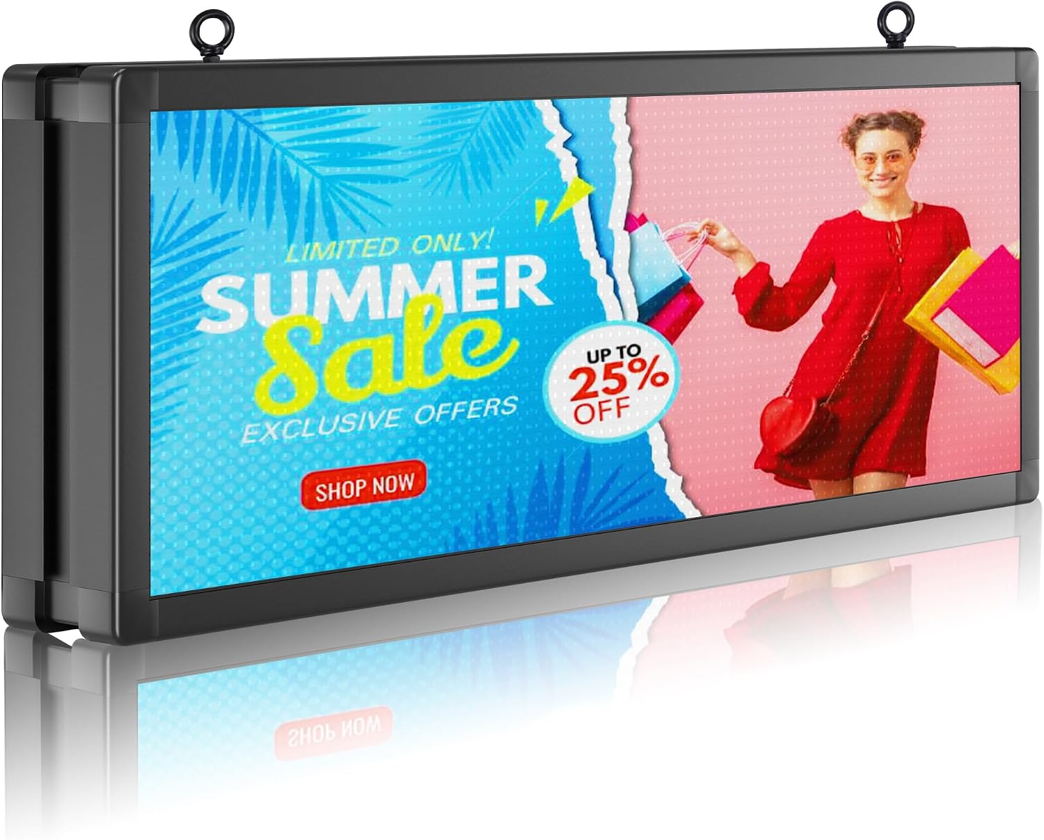 LED Display P10 Full Color Outdoor Double Sided Programmable Scrolling Sign 39x14 Inches with WiFi App Control - High Brightness IP65 Waterproof Advertising Board for Business Shop Window
