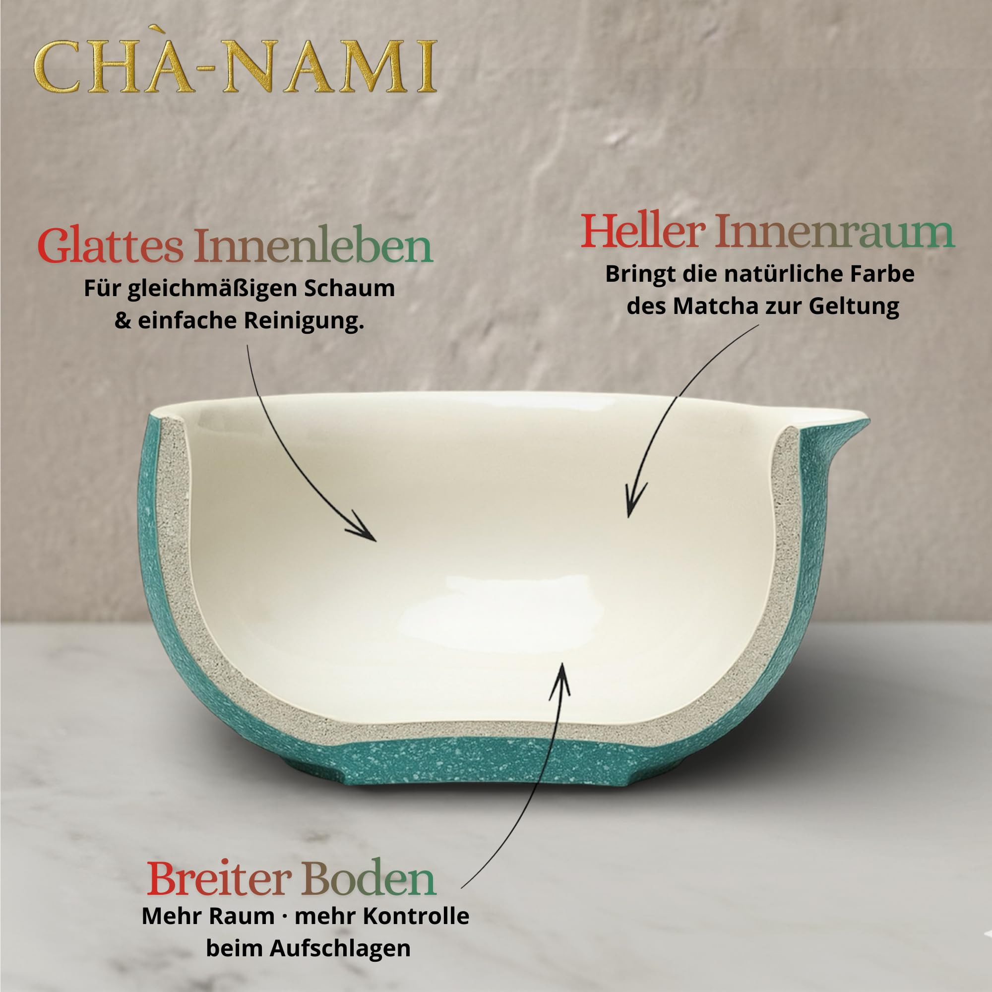 Matcha Set Classic 5-teilig, japanisches Matcha Zubehör Set mit Keramikschale, 100-Borsten-Chasen, Bambuslöffel, Edelstahlsieb und Keramikhalter