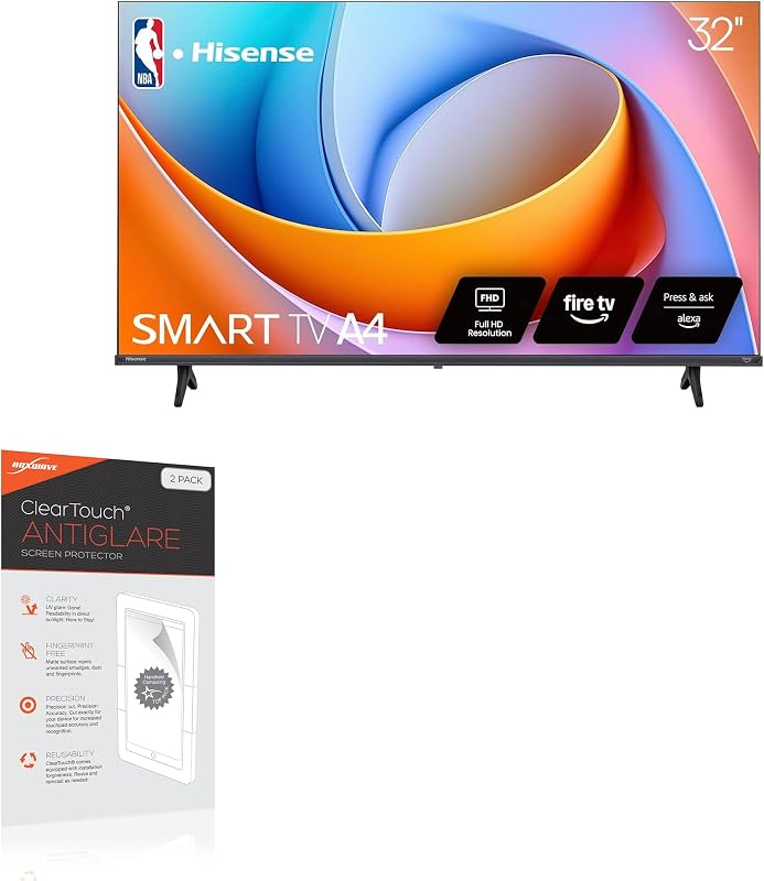 BoxWave Screen Protector Compatible with HiSense Class A4 Series Full HD Fire TV Model 32A4NF (32 in) - ClearTouch Anti-Glare (2-Pack), Anti-Fingerprint Matte Film Skin