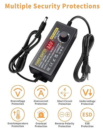 Miniatura 5 de Fuente de alimentación universal de 108 W, 9 V, 12 V, 14 V, 15 V, 16 V, 18 V, 19 V, 20 V, 24 V, 30 V, 36 V, adaptador de CACC ajustable con
