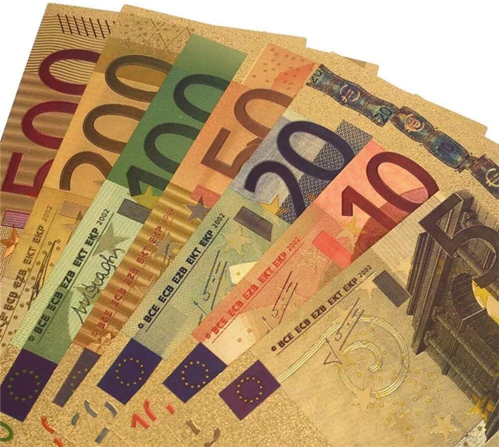 7PCS 24k Gold Euro Bills Set Money, Souvenir Banknote 5/10/20/50/100/200/500 Euro Bill, Set of Gold Commemorative Bills with Gold Foil - Image 7