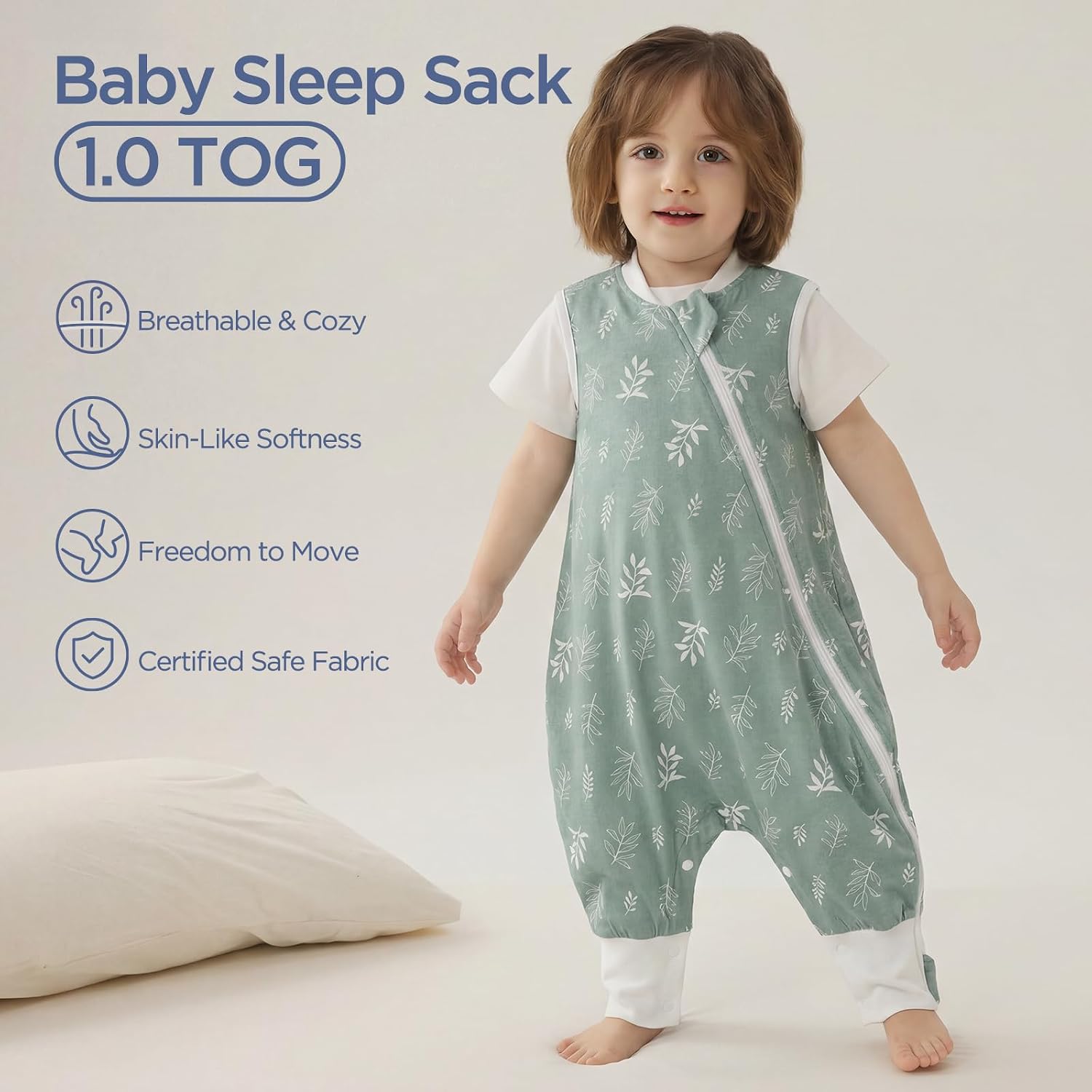 Duomiaomiao 2 Pack 1.0 TOG Toddler Sleep Sack 2-3T 100% Cotton Lightweight Baby Sleep Bag with Feet, Breathable Comfy Toddler Wearable Blanket