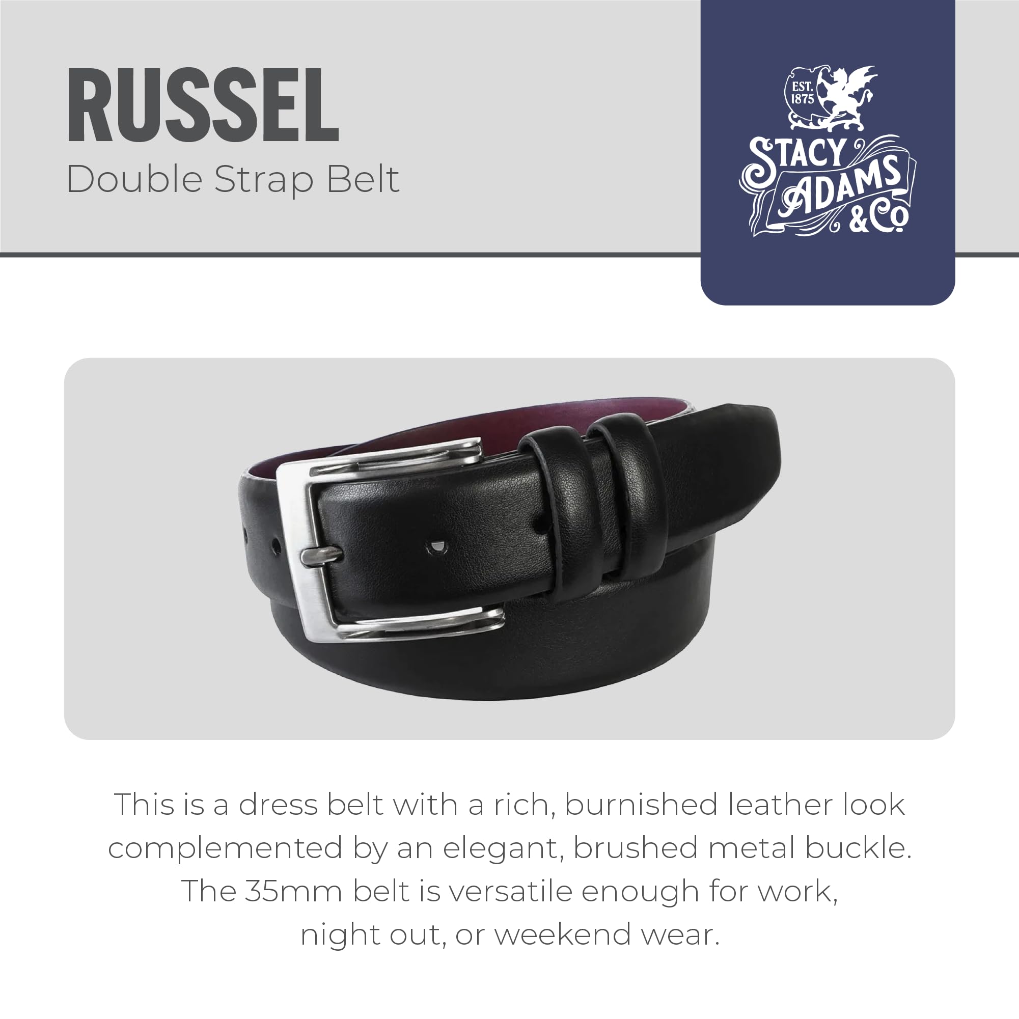 Stacy Adams Men's Russell Belt, Cognac, 38