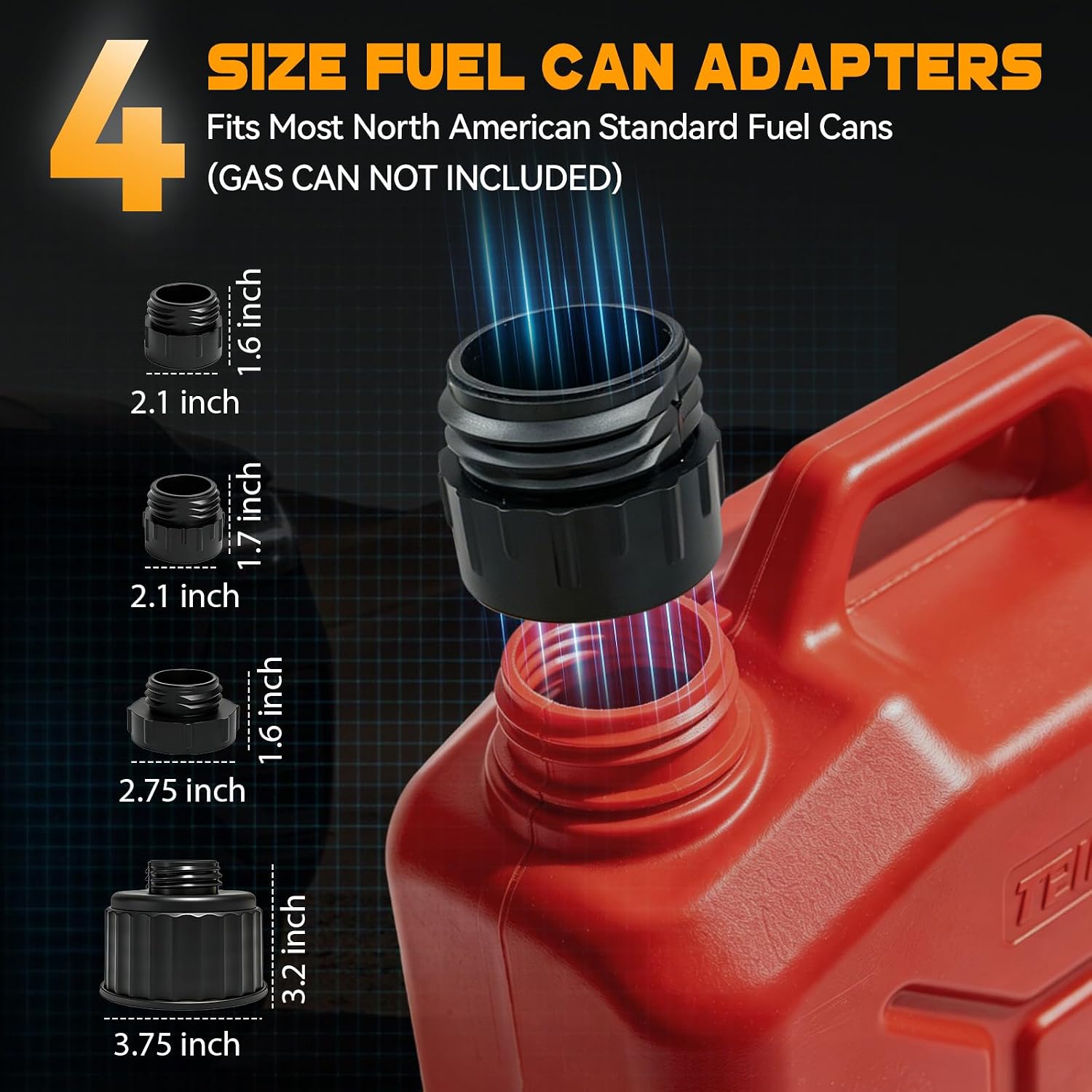 Fuel Transfer Pump Compatible with DeWalt 18-20V Battery, Auto-Stop with Voice Alert, 4 GPM Fast Flow, Durable PVC Hose, 4 Can Adapters, Portable Gas Can Pump for Oil, Diesel & Gasoline