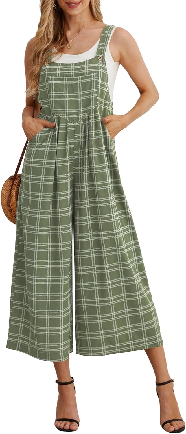 IWOLLENCE Women's Summer Jumpsuits Boho Wide Leg Overalls Casual Loose Rompers with Pockets 2025