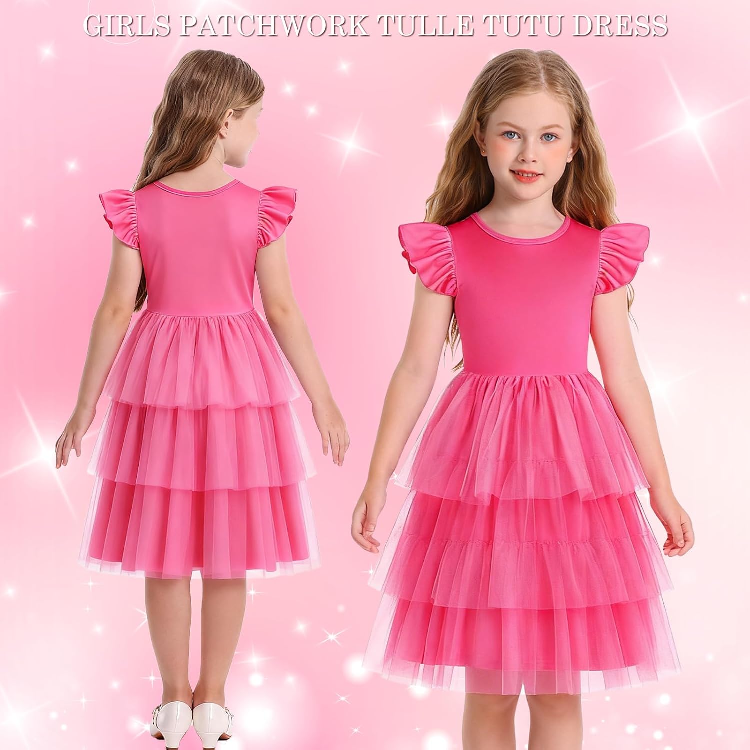 COTRIO Toddler Tutu Dress Girls Casual Dresses Birthday Party Formal Dress Tulle Ruffle A Line Skater Swing Twirly Sundress - Image 4