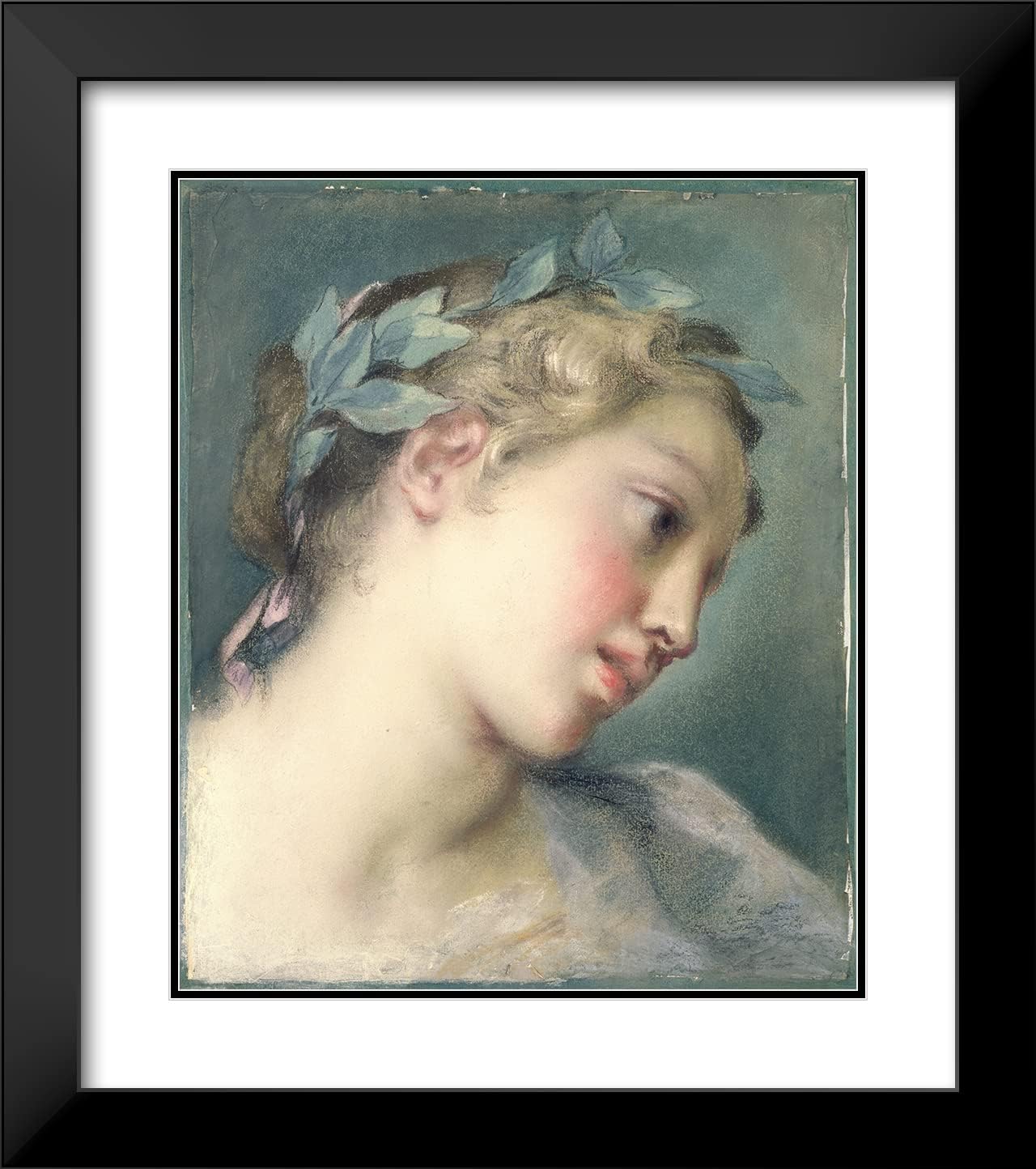 ArtDirect Rosalba Carriera 20x23 Black Modern Frame and Double Matted Museum Art Print Titled - A Muse (Mid-1720s)