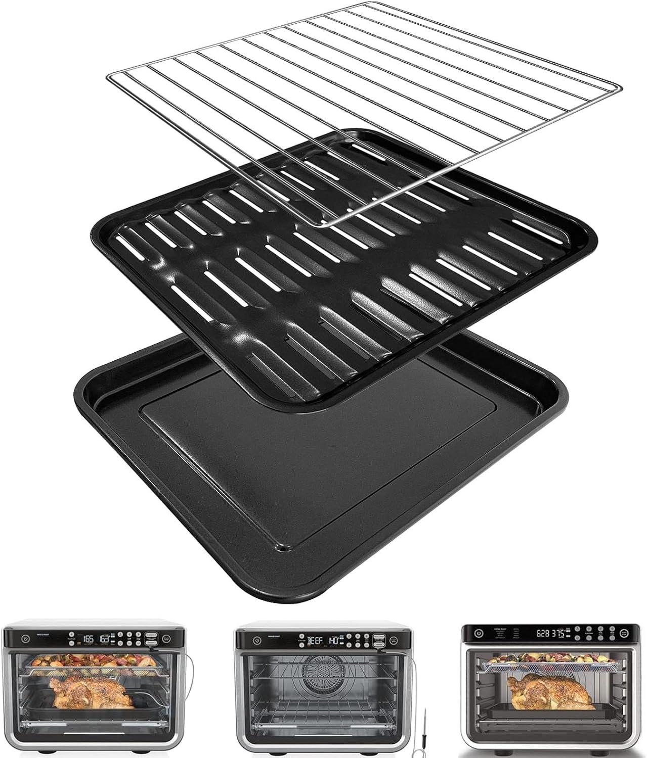 Baking Tray Basket Wire Rack Set for Ninja Foodi DT251 DT201 DT200 Digital Air Fryer Countertop Oven Tray Set Accessories Grill Plate Crisper Plate Replacement Parts