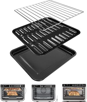 3PCS Air Fryer Set for Ninja Foodi DT251 DT201 DT200 Digital Air Fryer Countertop Oven Accessories Sheet Pan, Roast Tray & Wire Rack Replacement Parts for Baking, Roasting, Dishwasher Safe