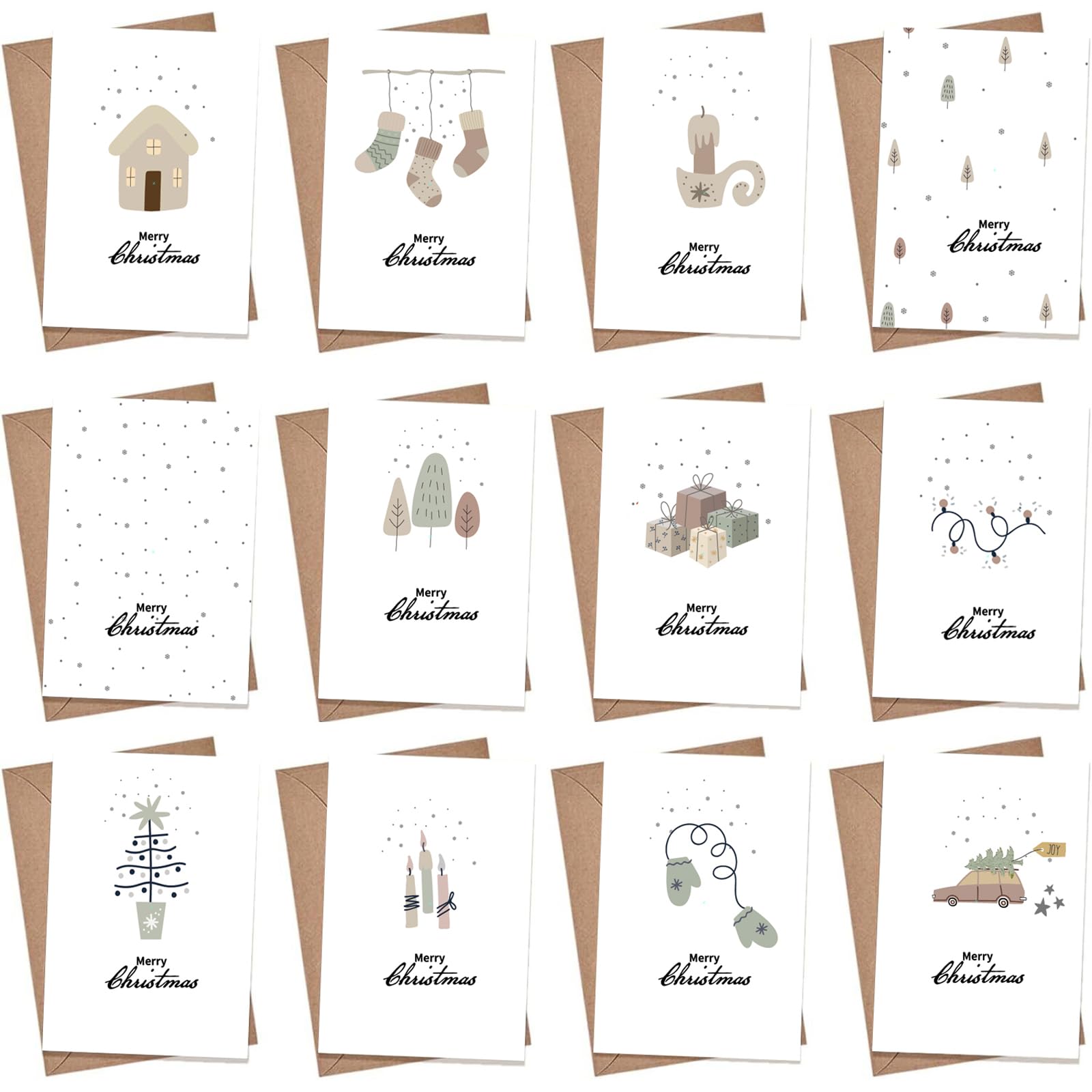 Biglietti Auguri Natale Con Buste - Set 12 Cartoline E Adesivi